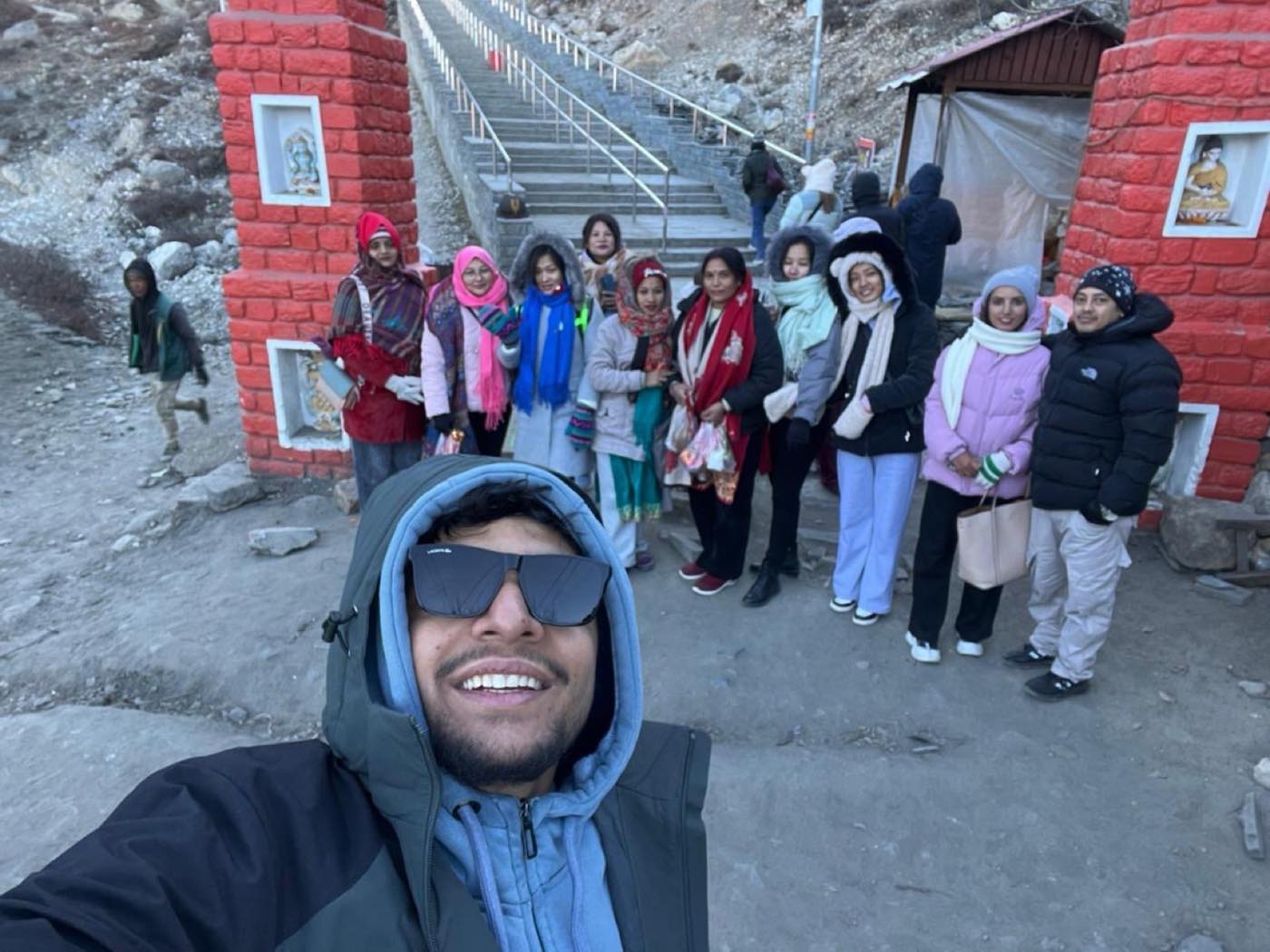 Members of the Trishakti Apparel team on a winter trip in the Nepali hills