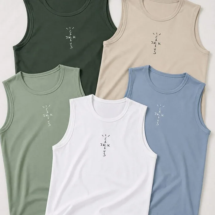 Sleeveless knit tees laid flat